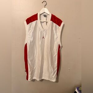 Jordan Men's Red and White V-Neck Jersey